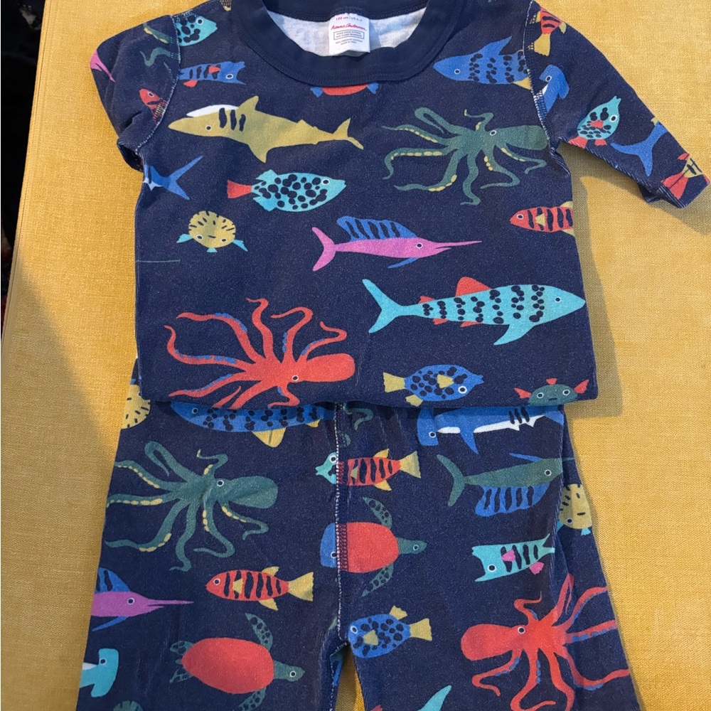 Hanna Andersson Kids Pajama Set - Blue with Multicolor Sea Life